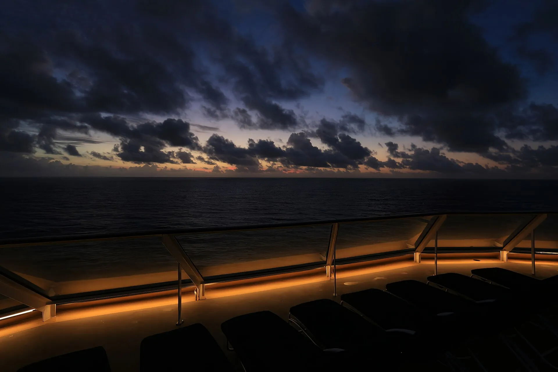A cruise ship and the American coastline